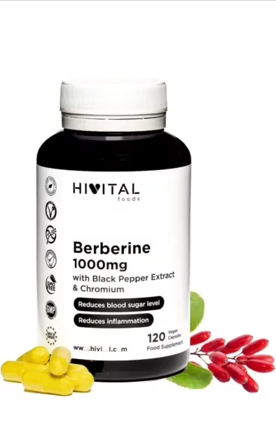 Berberin 1000 mg. 120 veganistische capsules